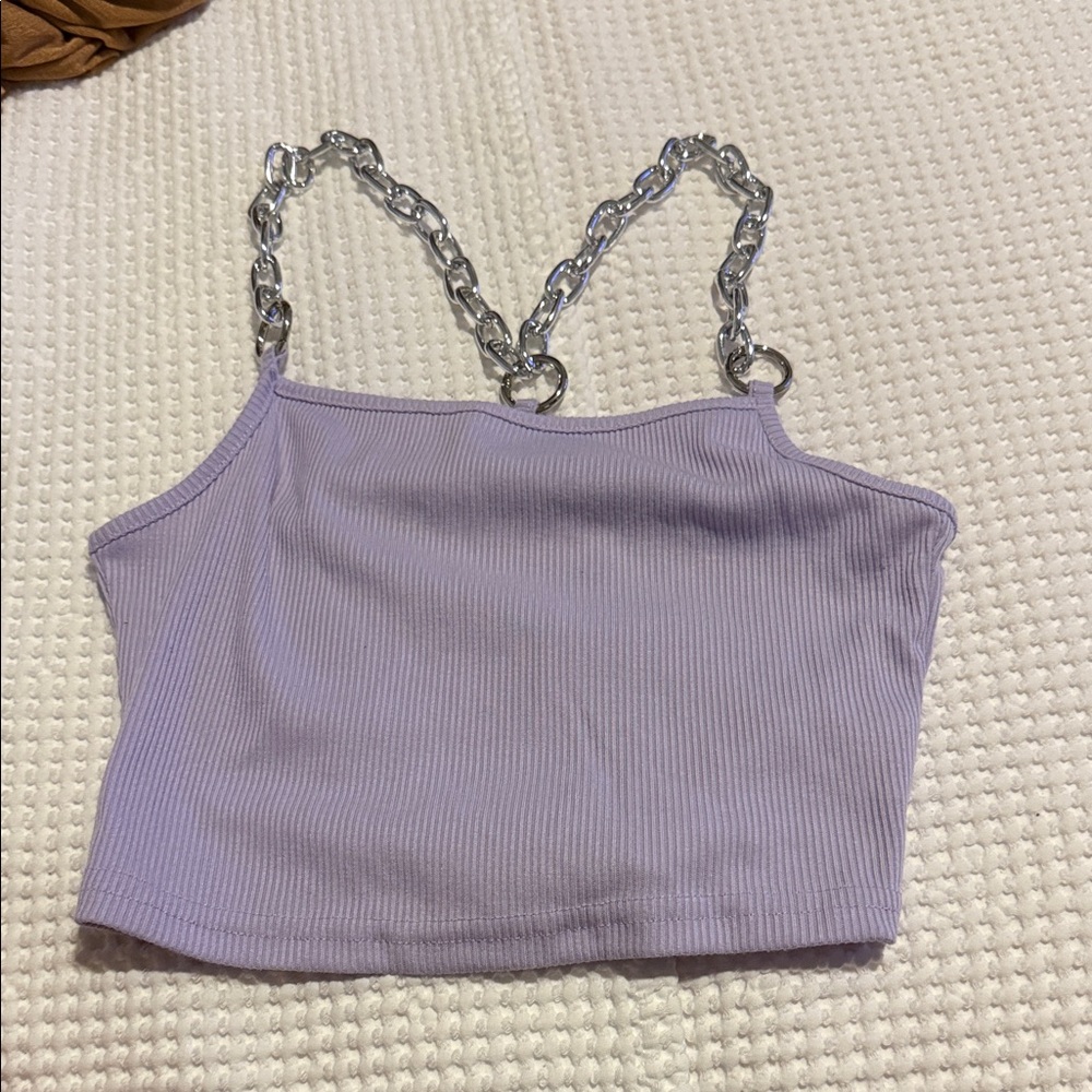 Chain Strap Lilac Crop Top